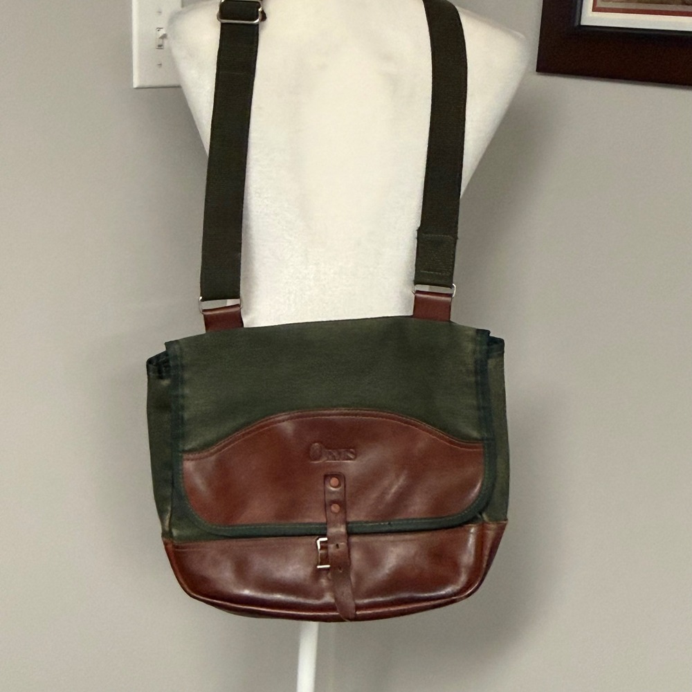 Orvis Battenkill Messenger Bag Canvas Leather Olive Brown Crossbody Field Bag